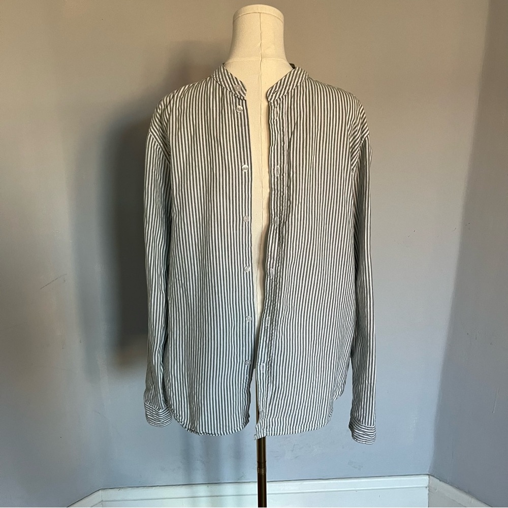 Boohoo MAN striped button down white/green shirt